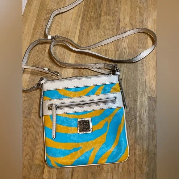 Dooney & Bourke Retro Blue and Gold Crossbody Bag - Picture 2 of 4